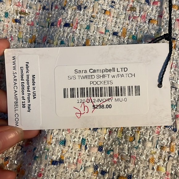 NEVER WORN still with tags Sara Campbell S/S Tweed shift w/Patch pockets ivory - Picture 8 of 9